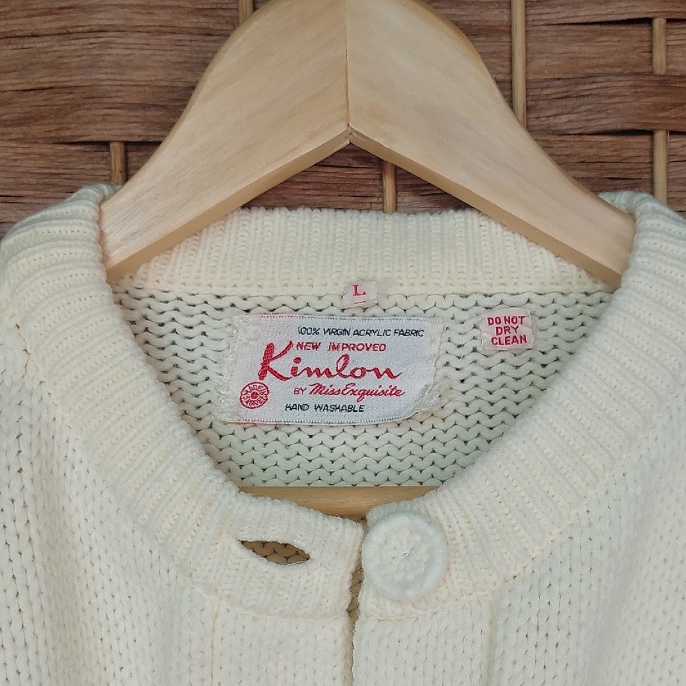 Vintage 1960s, Mod Garden, Kimlon Cardigan, Large - Picture 4 of 11